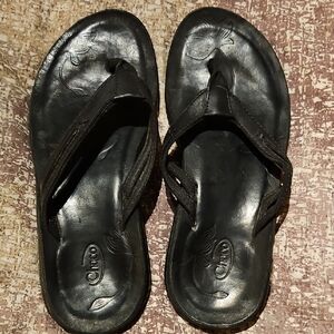 Chaco Black Leather Flip Flops